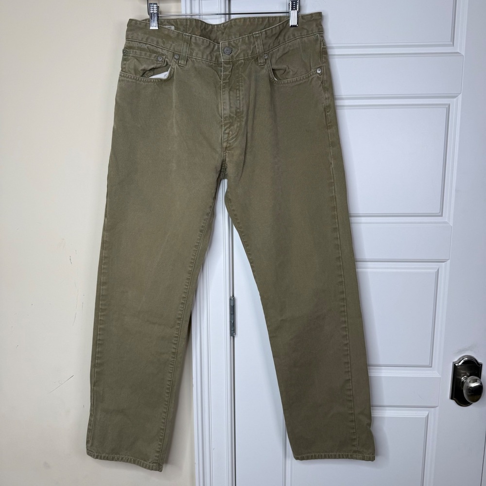 OOBE Brand Straight Leg Pants Mens 34/28.5 Olive Green Khaki Canvas Workwear